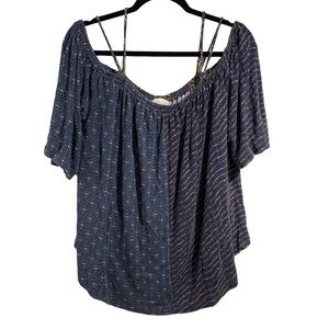 Deletta Anthropologie shirt cold shoulder shirt sleeve medium soft rayon spandex